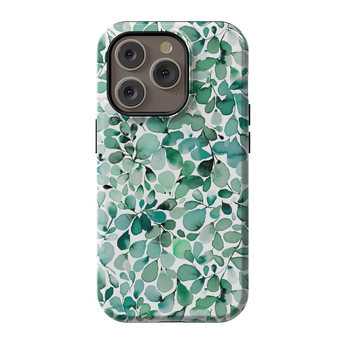 iPhone 14 Pro StrongFit Leaffy Botanical Green Eucalyptus by Ninola Design