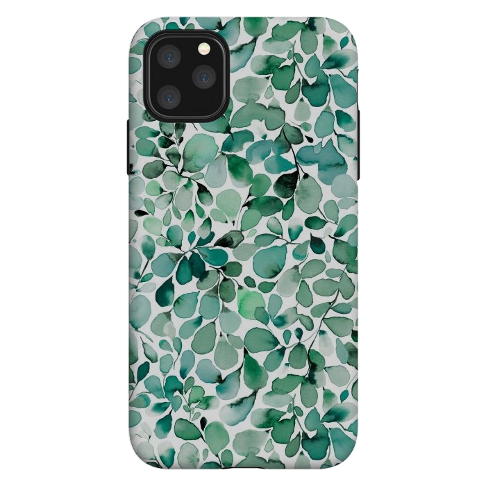 iPhone 11 Pro Max StrongFit Leaffy Botanical Green Eucalyptus by Ninola Design