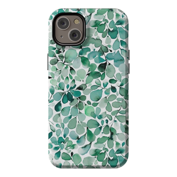iPhone 14 Plus StrongFit Leaffy Botanical Green Eucalyptus by Ninola Design