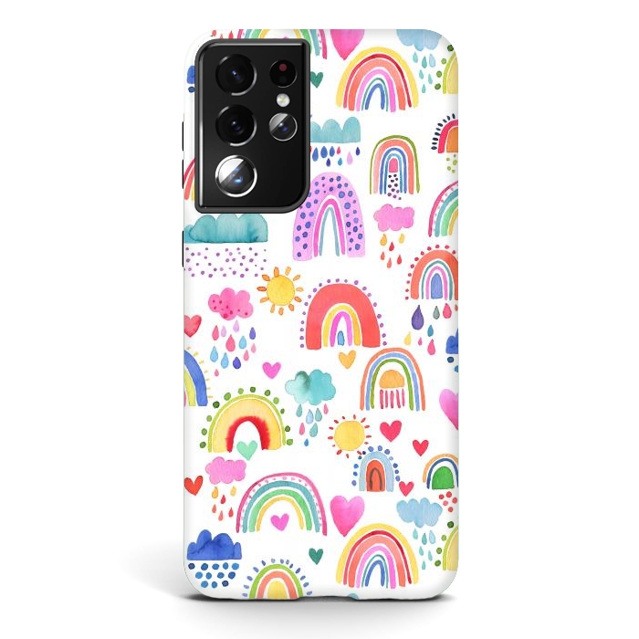 Galaxy S21 ultra StrongFit Lovely Colorful Rainbows by Ninola Design