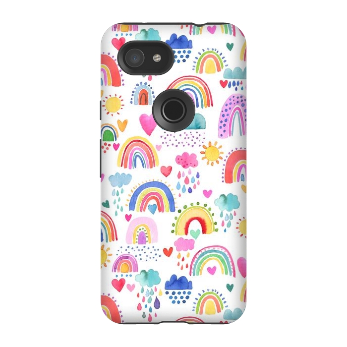 Pixel 3A StrongFit Lovely Colorful Rainbows by Ninola Design