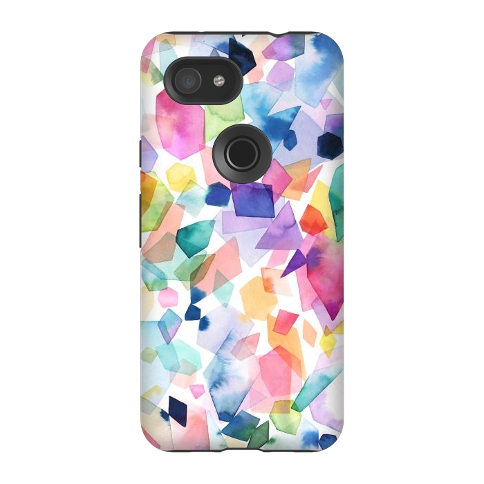 Pixel 3A StrongFit Colorful Crystals and Gems by Ninola Design