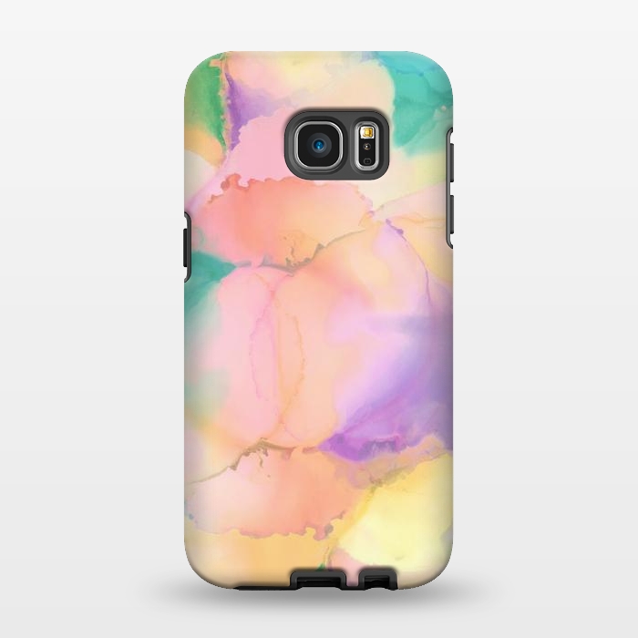 Galaxy S7 EDGE StrongFit Rainbow watercolor abstract painting - modern splats by Oana 
