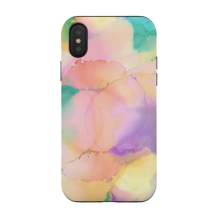 iPhone Xs / X StrongFit Rainbow watercolor abstract painting - modern splats by Oana 