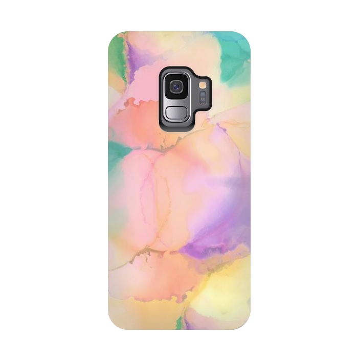 Galaxy S9 StrongFit Rainbow watercolor abstract painting - modern splats by Oana 