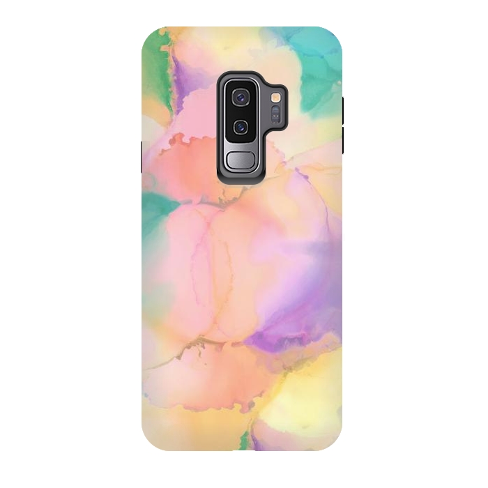 Galaxy S9 plus StrongFit Rainbow watercolor abstract painting - modern splats by Oana 