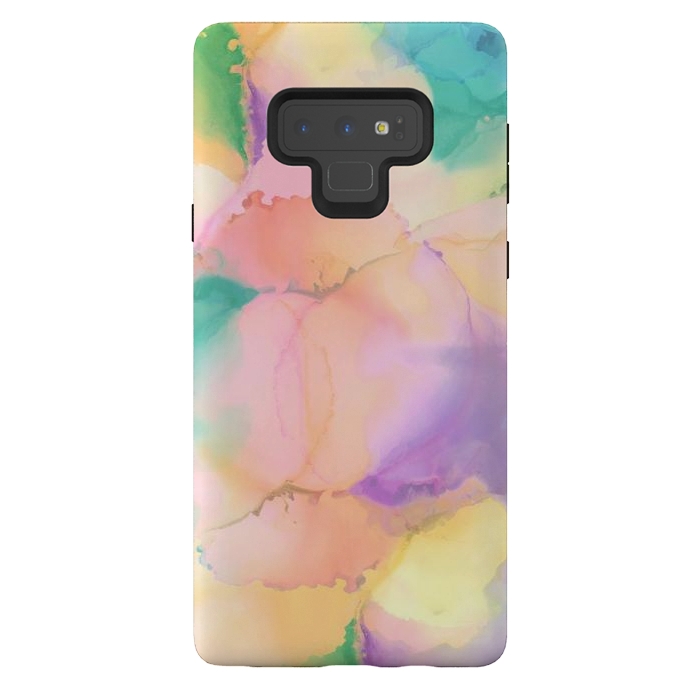 Galaxy Note 9 StrongFit Rainbow watercolor abstract painting - modern splats by Oana 