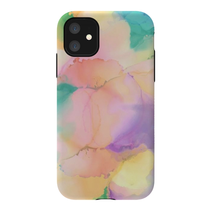 iPhone 11 StrongFit Rainbow watercolor abstract painting - modern splats by Oana 