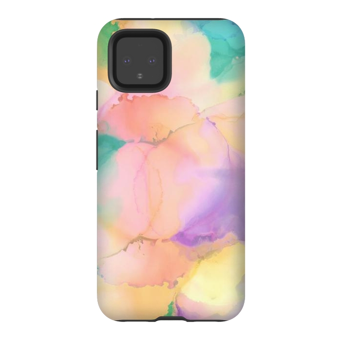 Pixel 4 StrongFit Rainbow watercolor abstract painting - modern splats by Oana 