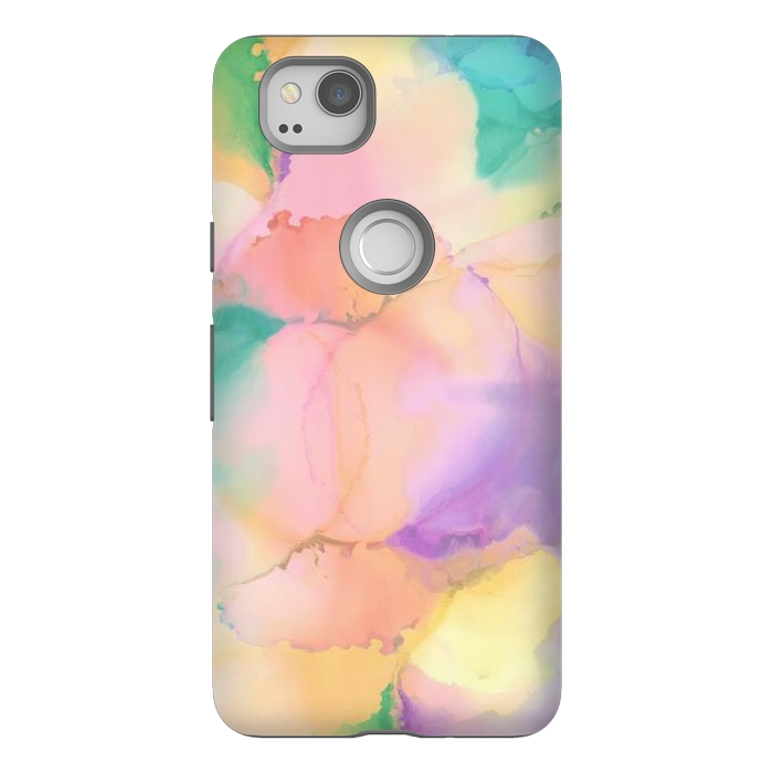 Pixel 2 StrongFit Rainbow watercolor abstract painting - modern splats by Oana 