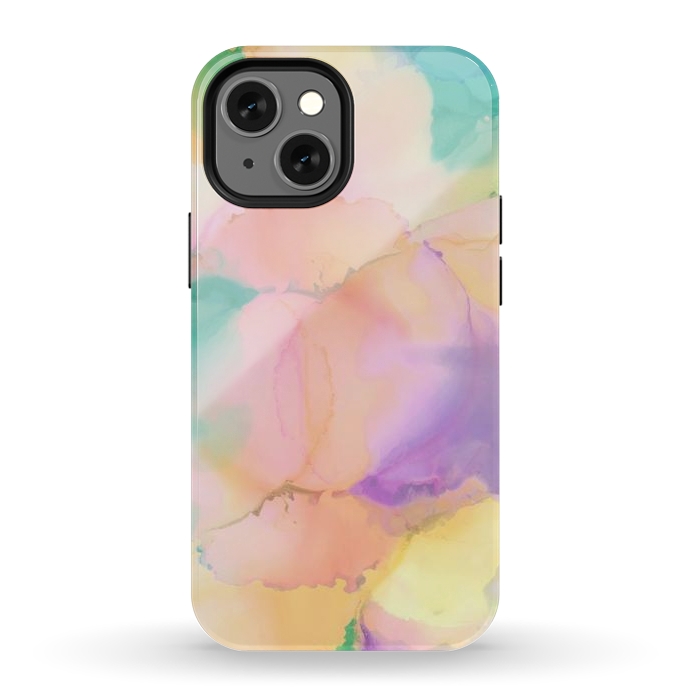iPhone 13 mini StrongFit Rainbow watercolor abstract painting - modern splats by Oana 