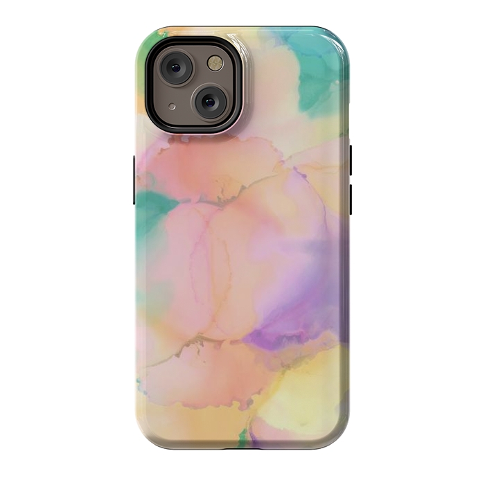 iPhone 14 StrongFit Rainbow watercolor abstract painting - modern splats by Oana 