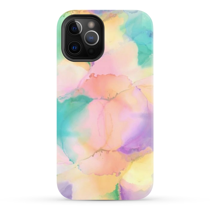 iPhone 12 Pro Max StrongFit Rainbow watercolor abstract painting - modern splats by Oana 