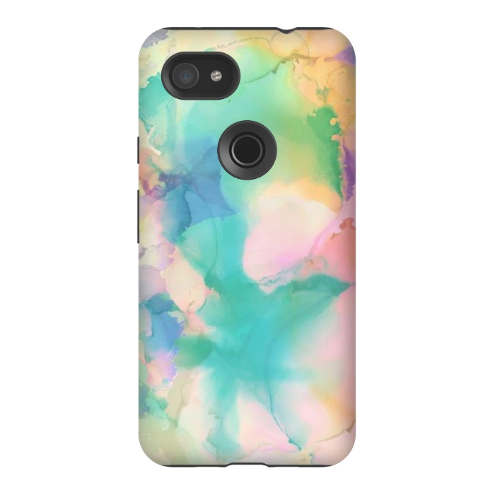 Pixel 3AXL StrongFit Rainbow watercolor abstract painting - modern splats by Oana 