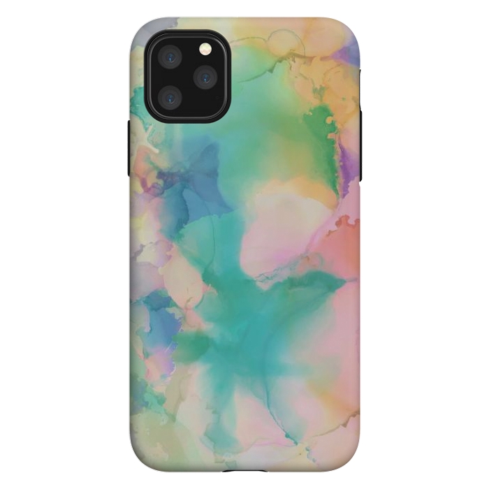 iPhone 11 Pro Max StrongFit Rainbow watercolor abstract painting - modern splats by Oana 