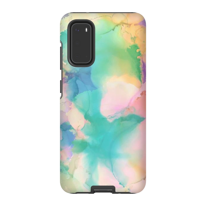 Galaxy S20 StrongFit Rainbow watercolor abstract painting - modern splats by Oana 