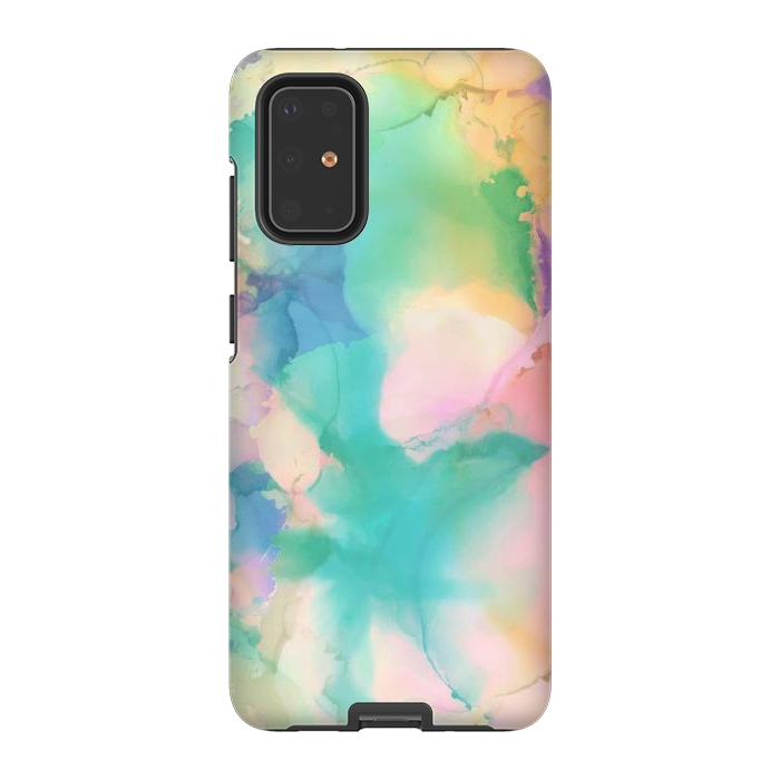Galaxy S20 Plus StrongFit Rainbow watercolor abstract painting - modern splats by Oana 