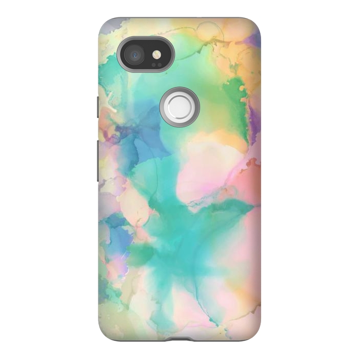 Pixel 2XL StrongFit Rainbow watercolor abstract painting - modern splats by Oana 