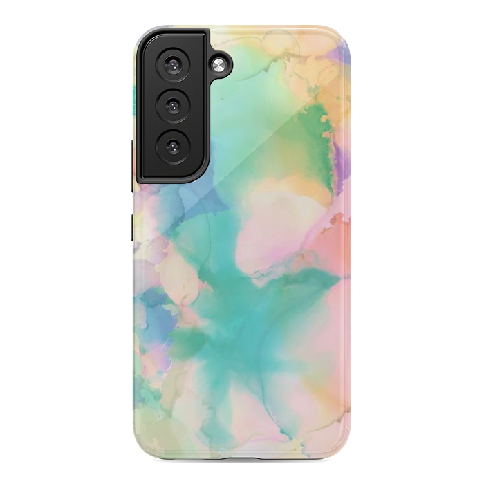 Galaxy S22 StrongFit Rainbow watercolor abstract painting - modern splats by Oana 