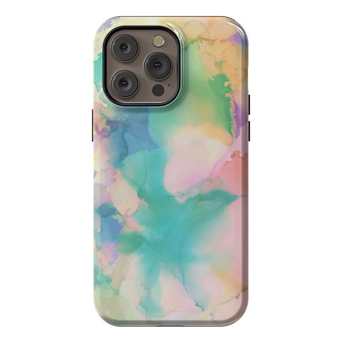 iPhone 14 Pro max StrongFit Rainbow watercolor abstract painting - modern splats by Oana 