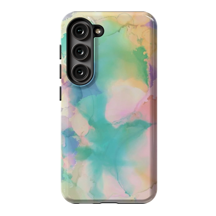 Galaxy S23 StrongFit Rainbow watercolor abstract painting - modern splats by Oana 