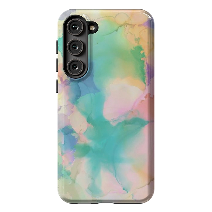 Galaxy S23 Plus StrongFit Rainbow watercolor abstract painting - modern splats by Oana 