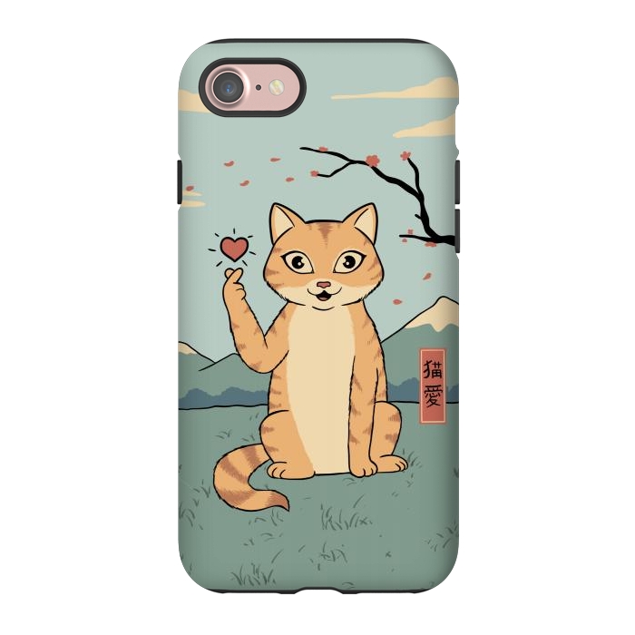 iPhone 7 StrongFit Cat finger heart symbol by Coffee Man