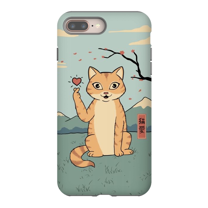 iPhone 7 plus StrongFit Cat finger heart symbol by Coffee Man