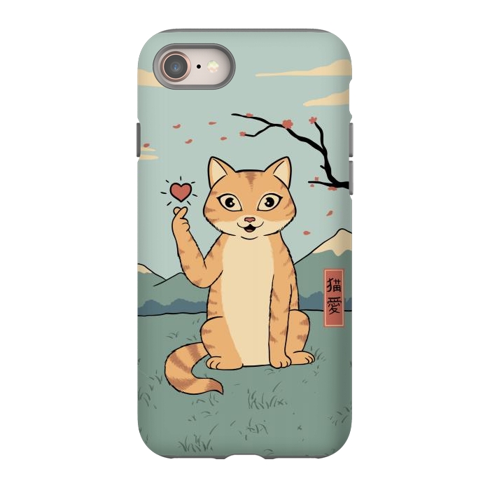 iPhone 8 StrongFit Cat finger heart symbol by Coffee Man