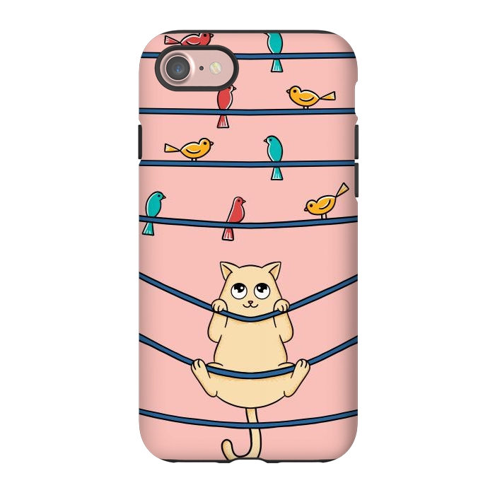 iPhone 7 StrongFit Cat and birds by Coffee Man
