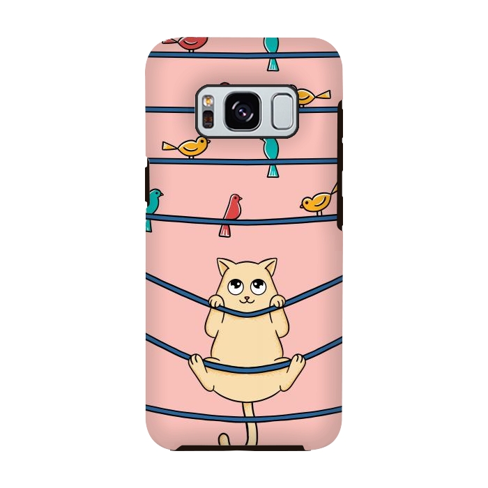 Galaxy S8 StrongFit Cat and birds by Coffee Man