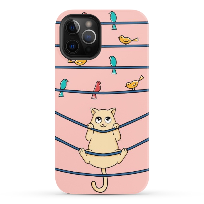 iPhone 12 Pro StrongFit Cat and birds by Coffee Man