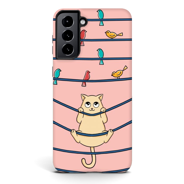 Galaxy S21 plus StrongFit Cat and birds by Coffee Man