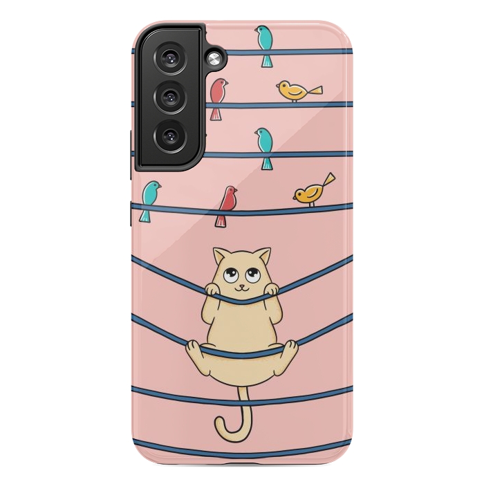 Galaxy S22 plus StrongFit Cat and birds by Coffee Man