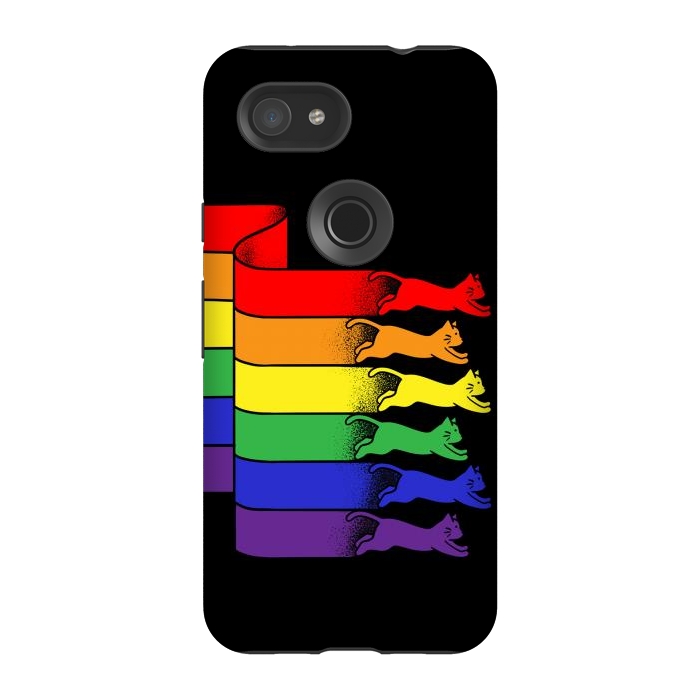 Pixel 3A StrongFit Cats Rainbow flag by Coffee Man