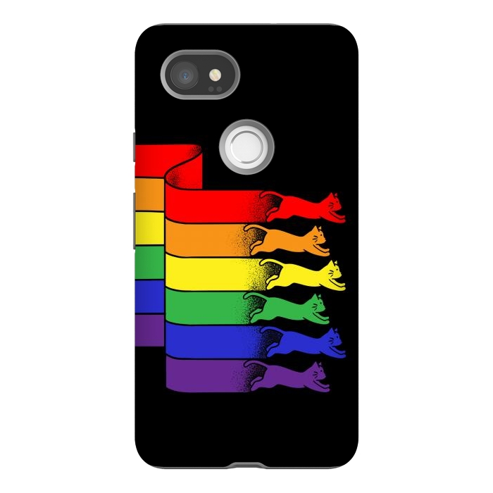 Pixel 2XL StrongFit Cats Rainbow flag by Coffee Man