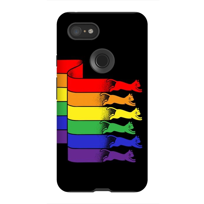 Pixel 3XL StrongFit Cats Rainbow flag by Coffee Man