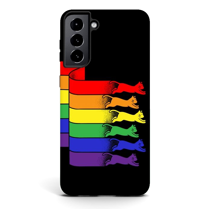 Galaxy S21 StrongFit Cats Rainbow flag by Coffee Man