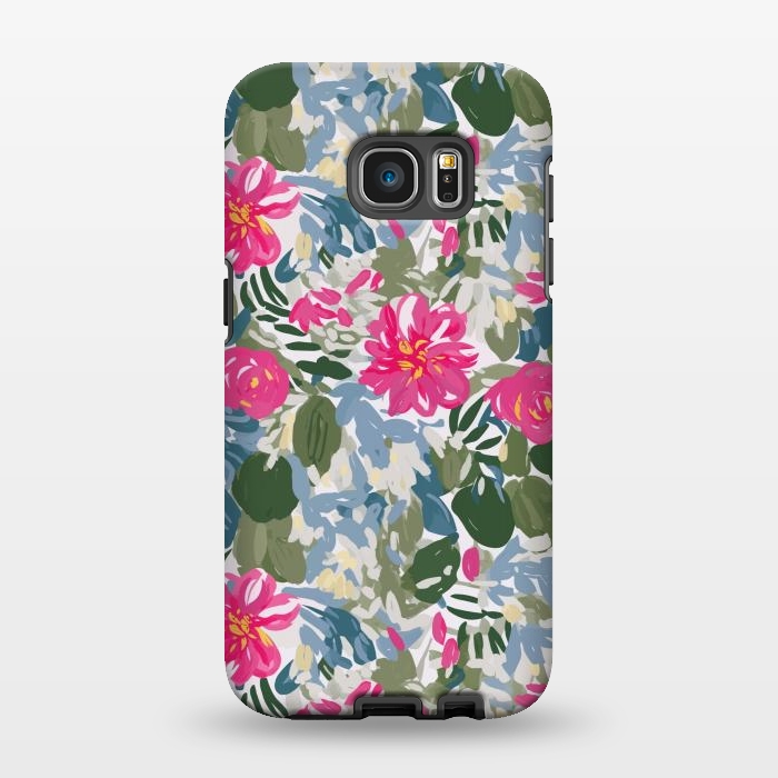 Galaxy S7 EDGE StrongFit Pink magenta floral  by Josie