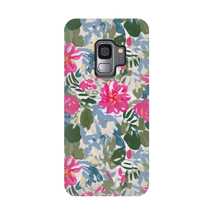 Galaxy S9 StrongFit Pink magenta floral  by Josie