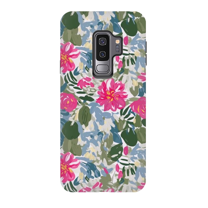 Galaxy S9 plus StrongFit Pink magenta floral  by Josie