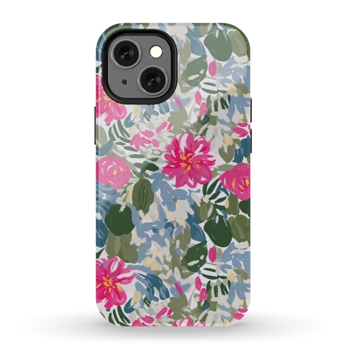 iPhone 12 mini StrongFit Pink magenta floral  by Josie