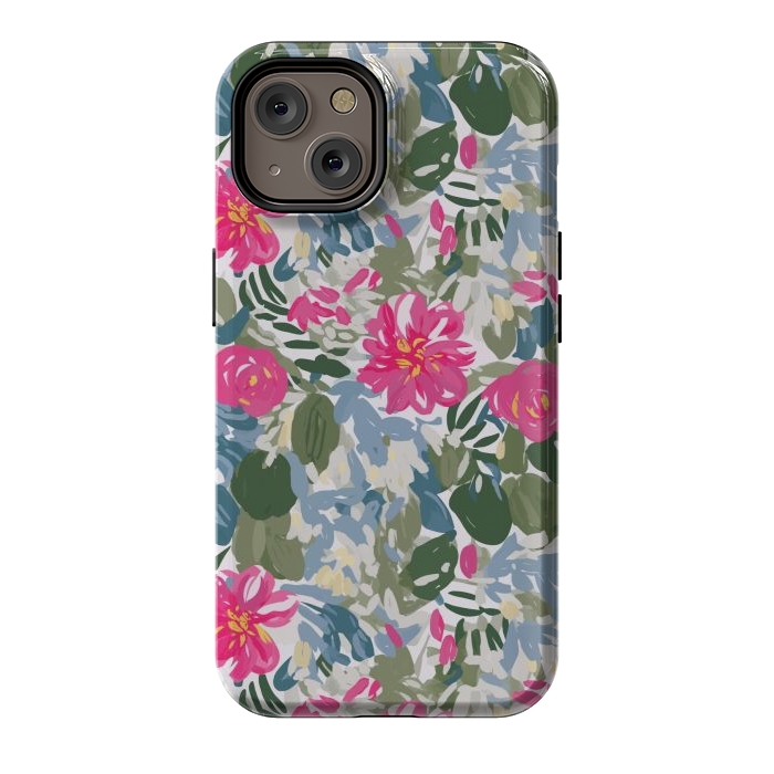 iPhone 14 StrongFit Pink magenta floral  by Josie