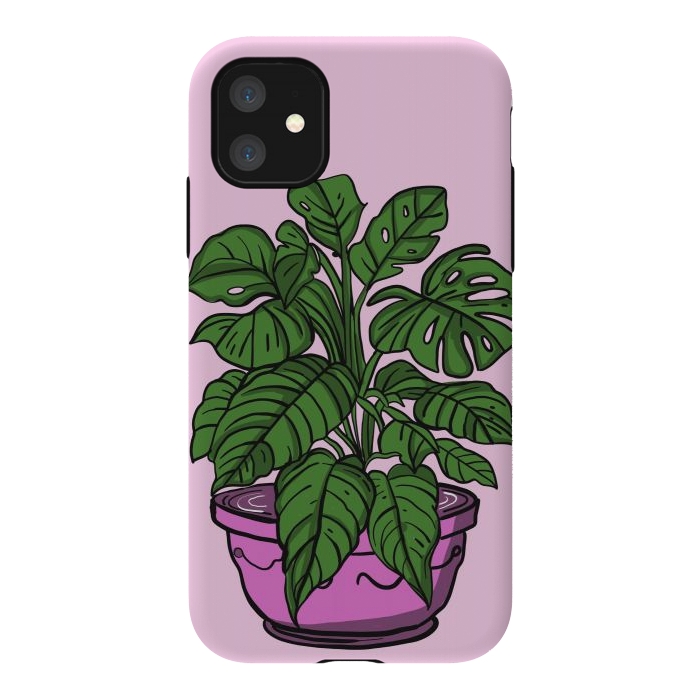 iPhone 11 StrongFit Monstera leaves in a potted plant by Josie