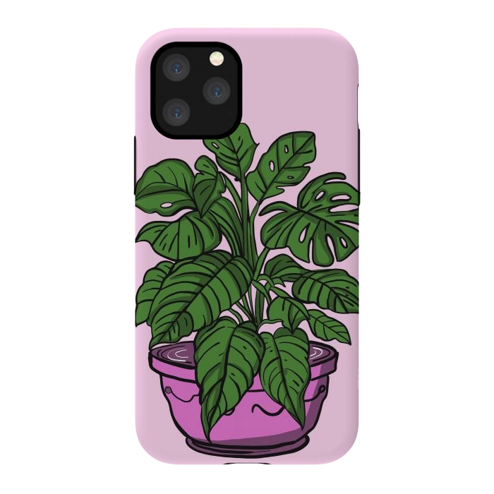 iPhone 11 Pro StrongFit Monstera leaves in a potted plant by Josie