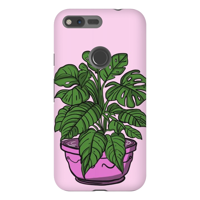 Pixel XL StrongFit Monstera leaves in a potted plant by Josie