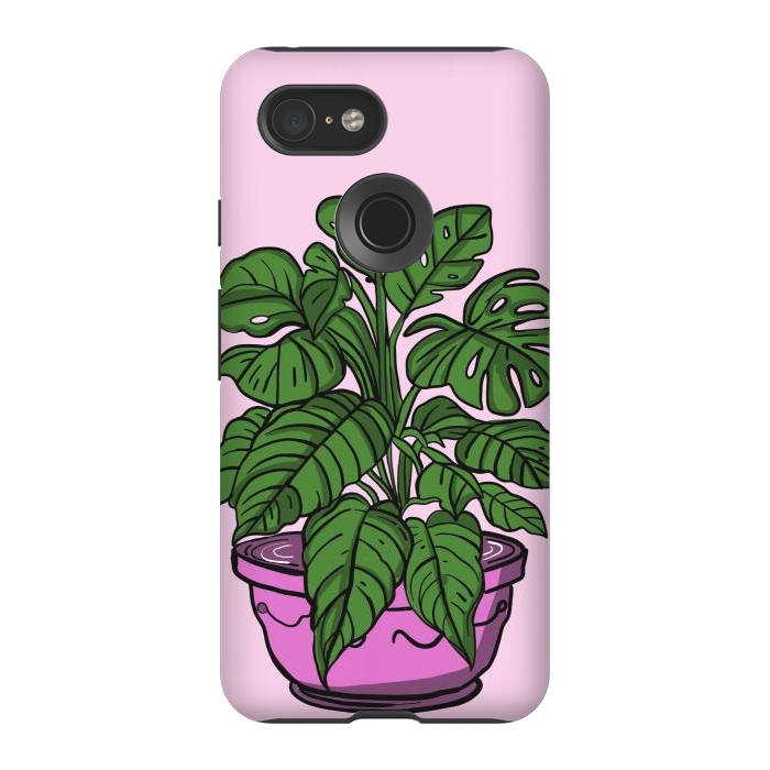 Pixel 3 StrongFit Monstera leaves in a potted plant by Josie