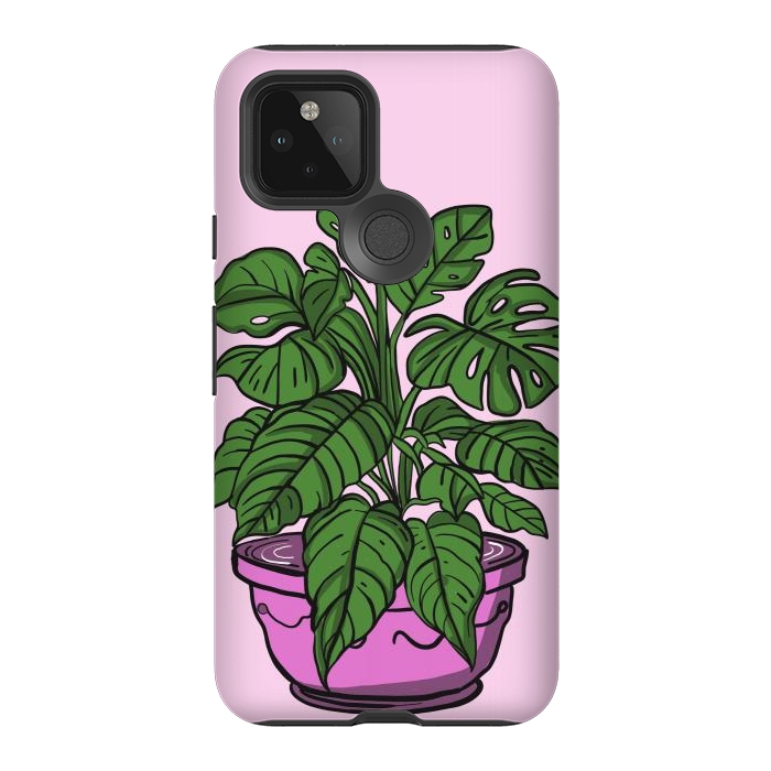 Pixel 5 StrongFit Monstera leaves in a potted plant by Josie