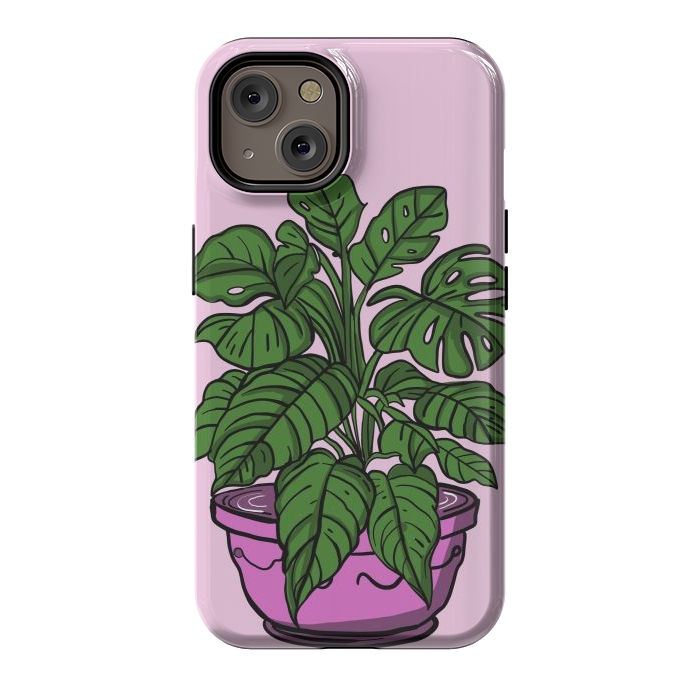 iPhone 14 StrongFit Monstera leaves in a potted plant by Josie