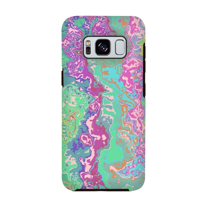 Galaxy S8 StrongFit Marble pink green fluid art by Josie